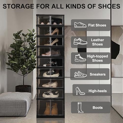 SYNCVIBE 9-Tier Foldable Shoe Rack Organizer for 18 Pairs - Black, 17.3" Wide, Easy Assembly