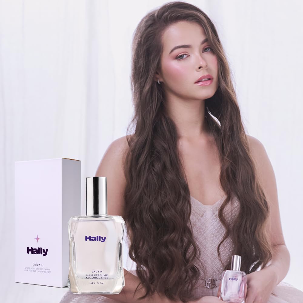 Hally Lady H Hair & Body Perfume - Alcohol Free, Non Toxic Cherry, Vanilla & Jasmine Fragrance - Long Lasting Fragrance Mist - Shine-Enhancing & Hydrating Spray in Elegant Glass Bottle – 50ml