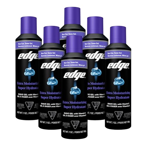 Edge Extra Moisturizing Shaving Gel for Men with Vitamin E, 7 oz (6 Pack)