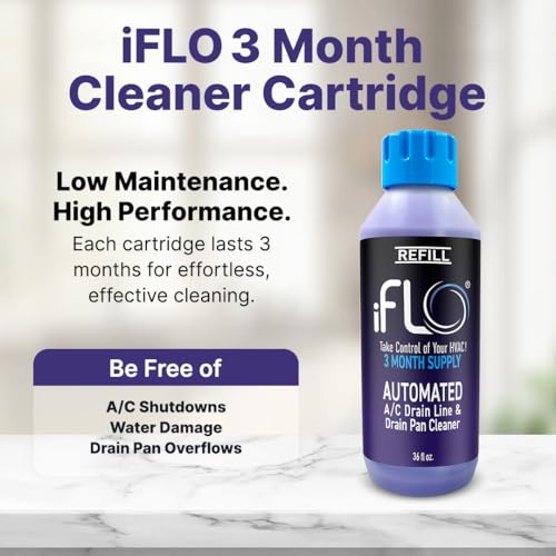 iFLO Smart AC Drain Line Cleaner Cartridge 36oz Pack of 3 - 9 Months Supply