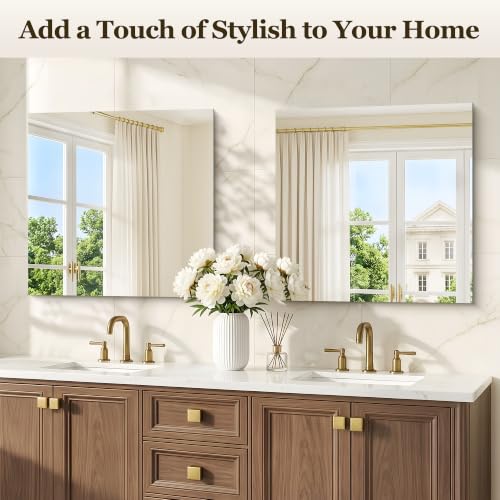 KOCUUY Frameless Shatterproof Bathroom Mirror 30x30 Inches, Unframed Square Wall Mirror for Bedroom & Entryway