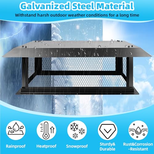 Black Galvanized Steel Chimney Cap Cover 14x30 for Outdoor Fireplace Ventilation
