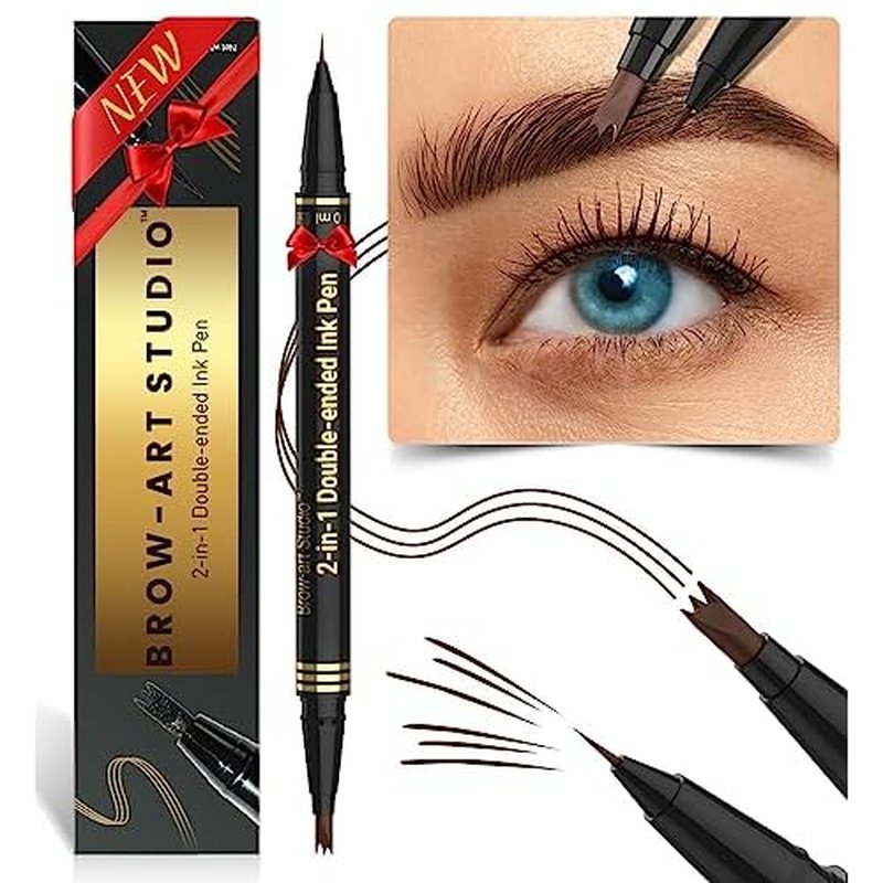 iMethod Microblading Eyebrow Pencil - Brow Pencil 2-in-1 Dual-Ended Eyebrow Pen with 3-Prong Micro-Fork-Tip Applicator and Precise Brush-Tip Creates Natural-Looking Brows, Stay on All Day, Dark Brown