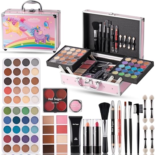 Pink Makeup Kit with Train Case for Teens - 40 Piece Beginner Cosmetic Set