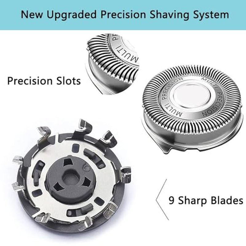 Gleway SH50/52 Replacement Heads Compatible with Philips Series 5000 Shaver, Upgraded SH50 Razor Replacement Heads Compatible with Norelco PT8xx, PT7xx, AT8xx, AT7xx, 3Pcs with Cleaning Brush