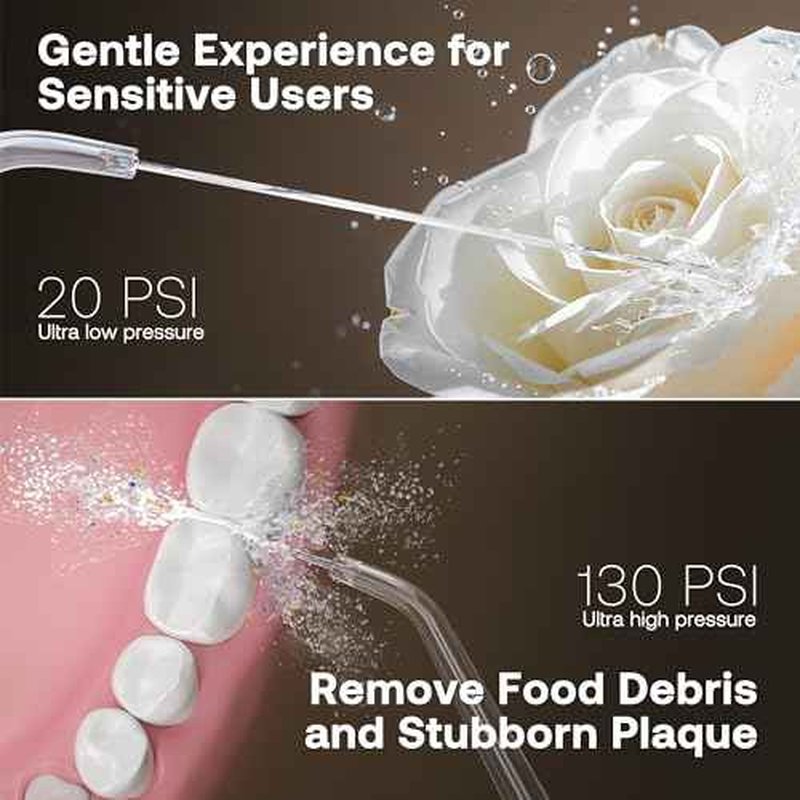 Bitvae C6 Water Dental Flosser Teeth Pick, Cordless Flosser for Travel with 6 Jet Tips, 3 Modes 5 intensities, IPX7 Waterproof Portable & Rechargeable Oral Irrigator Cleaner, Black