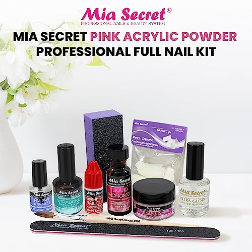 Pink Acrylic Nail Kit with Tips, Monomer, Powder, & Tools for Beginners