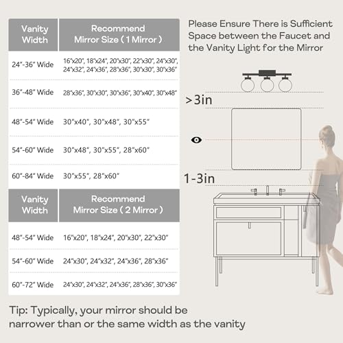Rectangle Bathroom Mirror 36"L x 30"W Black Framed Vanity Mirror - Matte Black Variation