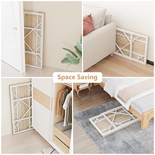 Elephance 31.5 Inch Folding Computer Desk No Assembly Beige Portable Workspace