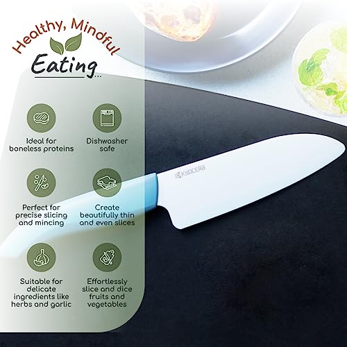 Kyocera Revolution 2-Piece Ceramic Knife Set 5.5" Santoku & 4.5" Utility White/Blue