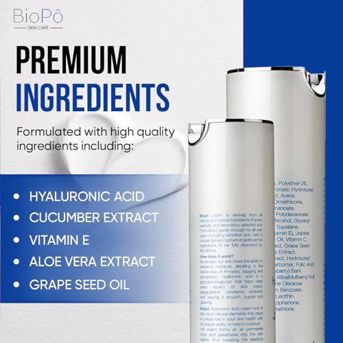 Hyaluronic Acid Face Moisturizer with Hyaluronic Acid ? 50 ml Hydrating Cream for Face, Restores Natural Moisture, Reduces Wrinkles & Firming, ? Made in USA