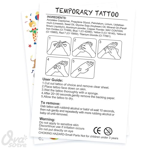 Carnival Circus Temporary Tattoos for Kids 42 Glitter Styles Circus Theme Party Favors Carnival Party Decorations