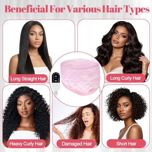 TEPENAR Pink Hair Steamer for Deep Conditioning - 10-Level Fast Heating & Home Use