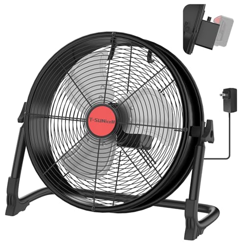 16-Inch Battery Powered Cordless Floor Fan - Red Compatible with Milwaukee M18