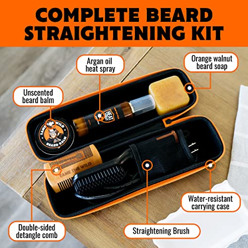 Tame the Wild 6-Piece Premium Beard Grooming Kit with Heated Brush & Accessories