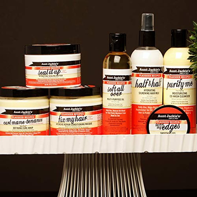 Aunt Jackie's Flaxseed Recipes Curl Mane-tenance, Lightwieght Anti-Poof Defining Curl Whip, Enriched with Flaxseed, Argan Oil and Shea Butter, Great for Dry and Frizzy Hair, 15 Oz Jar, Orange