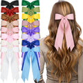 16 Pcs Satin Hair Bows for Women & Girls - Elegant Long Hair Clips Set