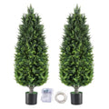 AIKKEEA 4FT Artificial Topiary Trees Outdoors UV Resistant Faux Cedar, Set of 2