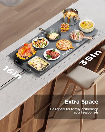 FEPPO Food Warming Mat 35x16 Inches - Gray/2XL Large Buffet Food Warmer