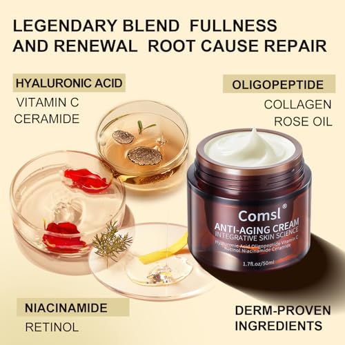 US-Made With 30% Active Ingredients,SGS Certified, Retinol Vitamin C Niacinamide, Ceramide,Oligopeptides,Anti-Aging Face Moisturizer for Face, Firming Skin Care,Neck & Upper Chest -1.7 fl.oz
