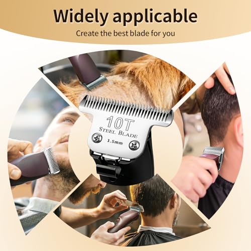 Silver 10T Steel Clipper Blade for Professional Clippers - Compatible with Andis & Oster A5 - 1 Pack - Variation of Silver-10T