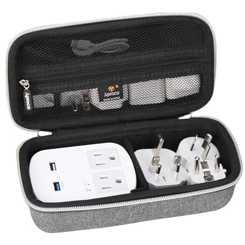 Aproca Case Compatible with Ceptics World Travel Adapter Kit, Portable Storage Bag for Accessories -Grey (Case Only)
