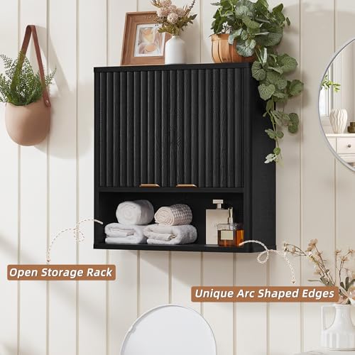 LEYAOYAO Modern Fluted Bathroom Wall Cabinet, Wall-Mounted Medicine