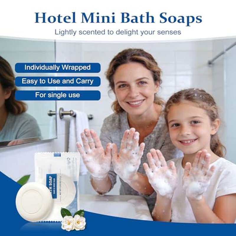 100 Pack Mini Travel Size Bar Soap Bulk,0.53 oz/15 grams Individually Wrapped Round Small Disposable Hotel Soap Bars Toiletries for Church,Homeless Gifts,Bathroom,Guest