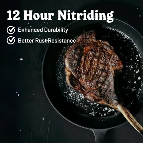 10-Inch Cast Iron Skillet - Pre-Seasoned Non-Stick Frying Pan for Stove, Oven, Grill, Camping