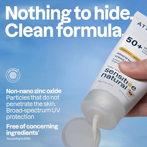 BIO SPECTRA ATTITUDE Mineral Baby Sunscreen SPF 50 Unscented 3 oz - Broad Spectrum Zinc Oxide, Non-Nano, Gentle Sun Protection for Sensitive Skin