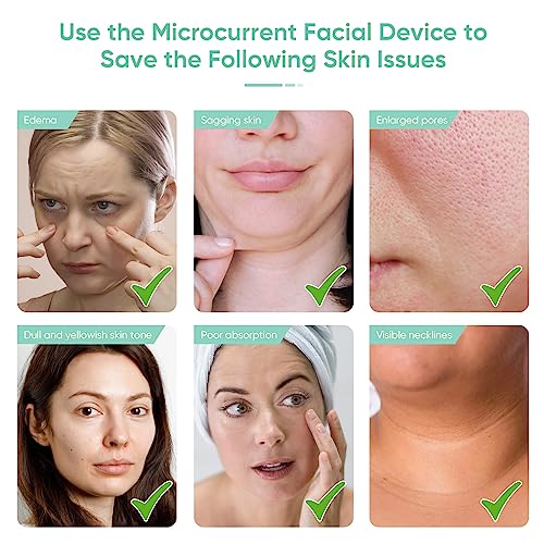 Microcurrent Facial Device, 5 Intensity Levels Face Massager with Red Light Therapy, Portable Microcurrent Facial Roller for Wrinkles, Toning & Skin Tightening
