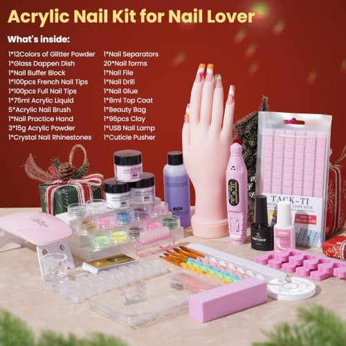 Purple Nail Kit for Beginners with Practice Hand & Storage Bag