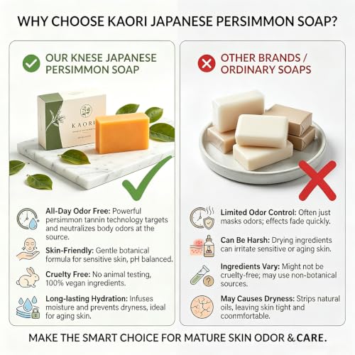 Persimmon Soap for Body Odor & Mature Skin - Moisturizing Deodorizing Bar, 2-Pack