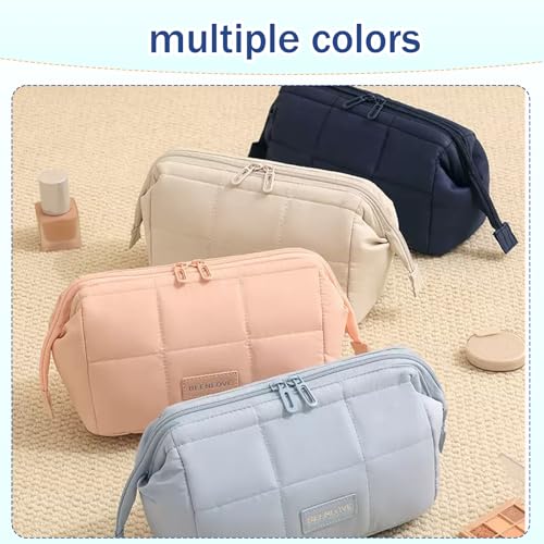Travel Makeup Bag for Women Wide-Open Large Capacity Cosmetic Bag, Toiletry Pouch with Brush Storage, Travel Essentials Accessories(Pink)