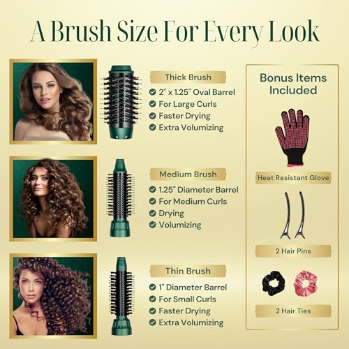 Multipurpose Hot Air Brush with Interchangeable Heads for Hair Styling