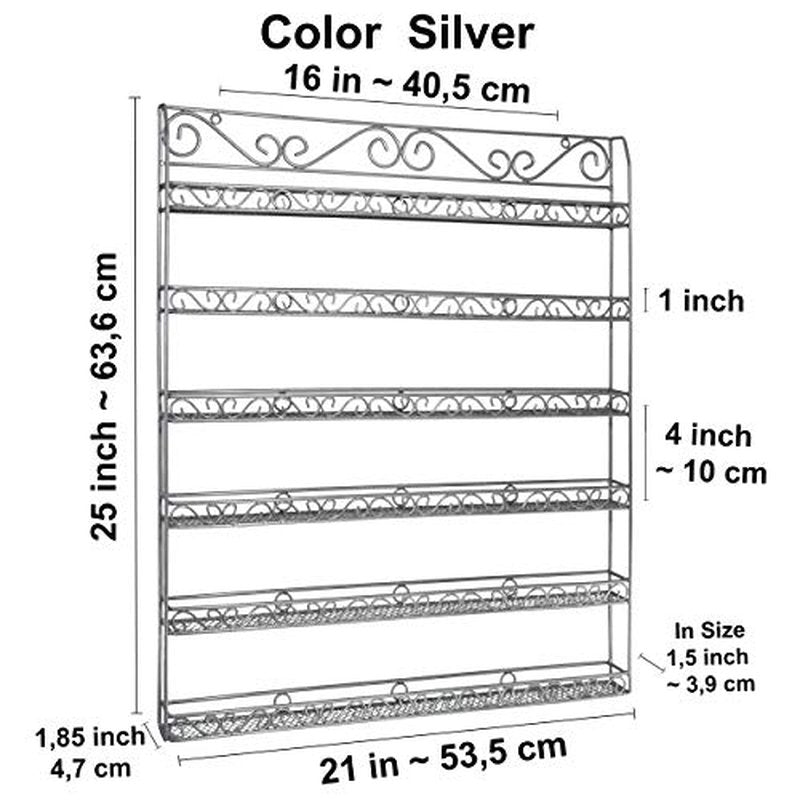 AMT Metal Nail Polish Racks for The Wall | Clear Nail Polish Display | Essential Oils Organizer | Holds up to 108 Bottles (Silver)