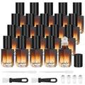20pcs Travel Refillable Amber Glass Roller Bottles for Essential Oils - 3ml