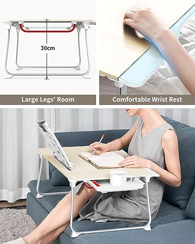 Teak SAIJI Large Folding Bed Desk for Laptop, Reading & Studying