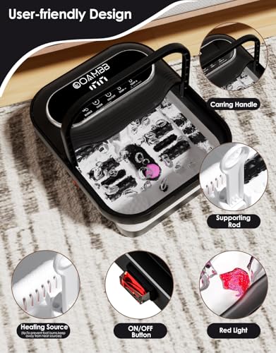 OOAMBB Collapsible Foot Spa Bath with Remote Control Heat Bubble Timer Black/White