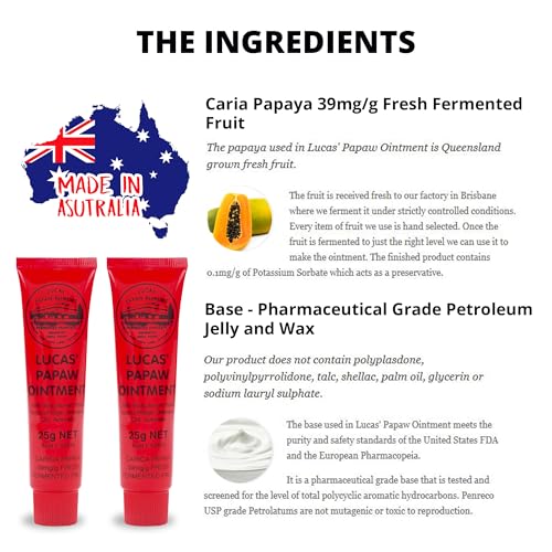 Lip Ointment Cream for Dry Lips & Skin Relief - 2 x 25g