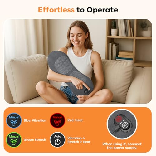 Cordless Back Massager with Heat Vibration & Traction - Rechargeable Lumbar Pillow