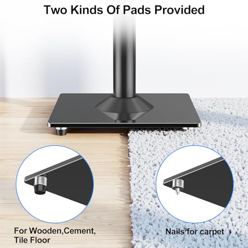 MOUNTUP Black Adjustable Speaker Stands Pair - Floor Stands for Bookshelf & Satellite Speakers, 28.3-37.4 Inches, Cable Concealing, 22 lbs Capacity