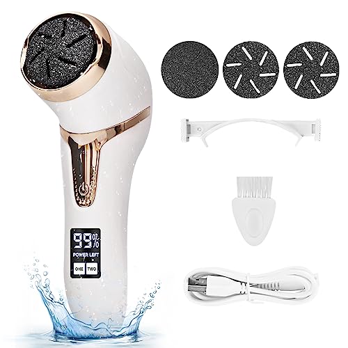 Nicebirdie White Electric Callus Remover with Vacuum, 2-Speed Rechargeable Pedicure Tool