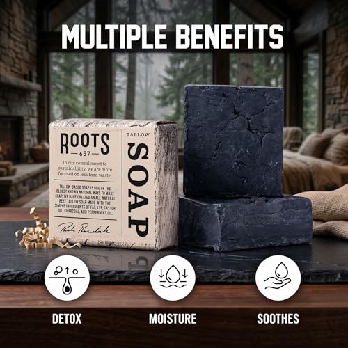 Charcoal & Peppermint Tallow Soap Bar - Pack of 2 | Rich's Backyard