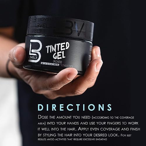 L3 Level 3 Black Tinted Hair Gel Pack of 4 - Strong Hold, Volume & Shine, Flake-Free