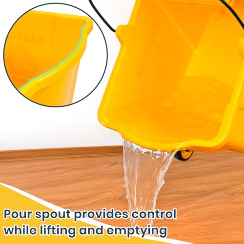 35 Quart Commercial Mop Bucket with Side Press Wringer & Wheels for Floor Cleaning