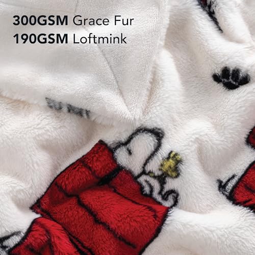 Queen Size Faux Rabbit Fur Snoopy Blanket - Regular White, 90x90 Inches, Plush Cozy Throw for Bed & Sofa with Variation
