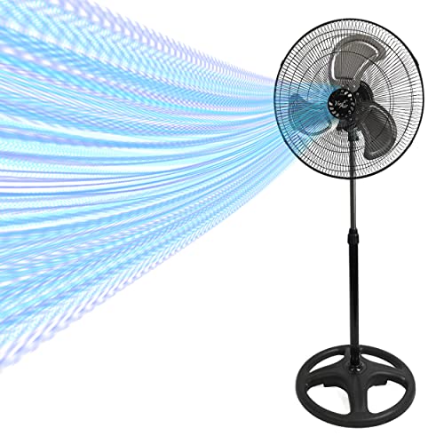 Vie Air 18-Inch Industrial Heavy Duty Pedestal Oscillating Metal Fan, Black - Variation: 18 Inch Pedestal