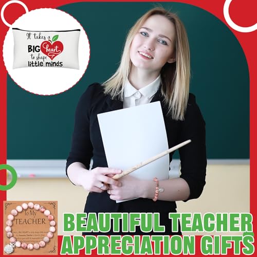Teacher Appreciation Gift Set with Bracelets, Cards & Makeup Bags - Teacher Variation