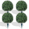 Grooy Artificial Boxwood Topiary Ball 4 Pack with Ground Spike for Outdoor Garden Decor